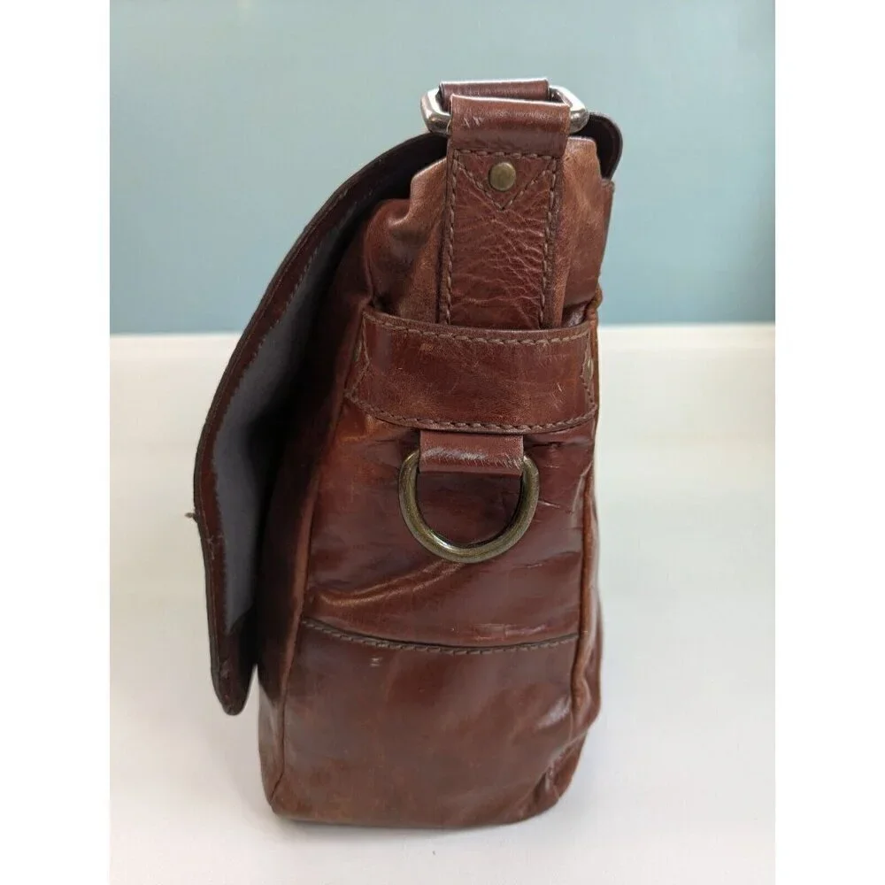Fossil Vintage Brown Leather Crossbody Satchel Bag